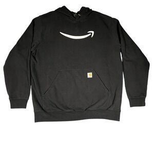 Carhartt Amazon Smile Logo Hoodie Mens Large Black Loose Fit Sweatshirt